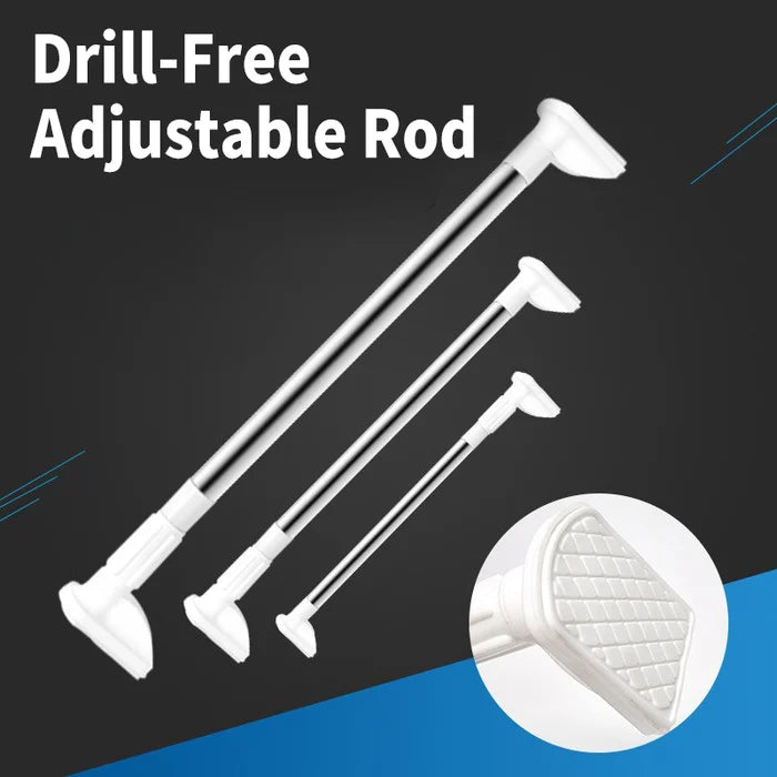 Adjustable Rod Without Drilling | Rustproof & Tool-Free, Stainless Steel