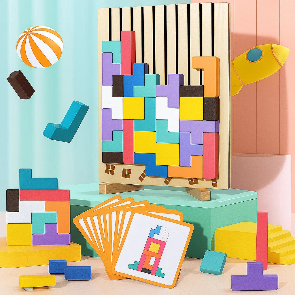 Wooden Tetris Puzzle Board – The Perfect Brain Break for Your Desk