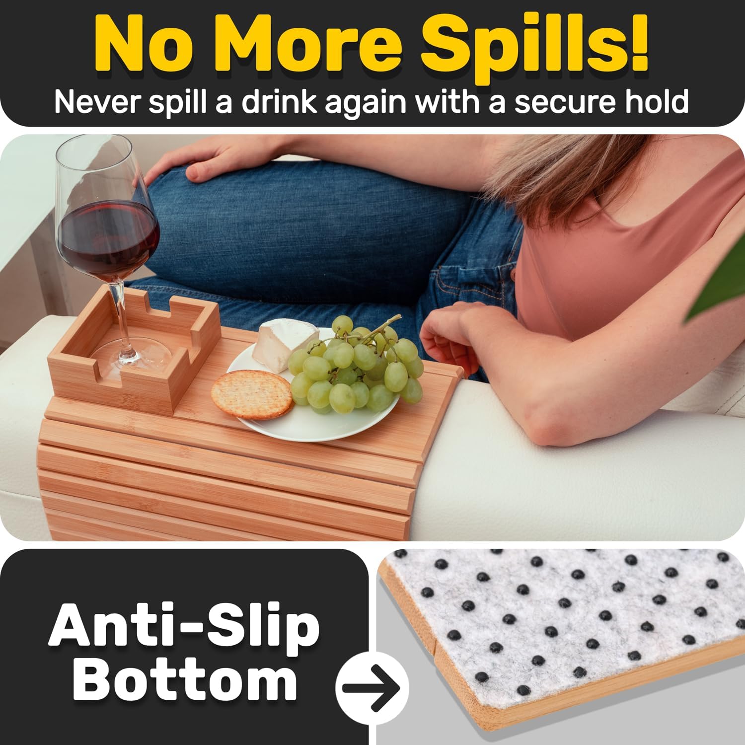 SofaSip™ / Bamboo Couch Cup Holder – Your Sofa’s Best Friend