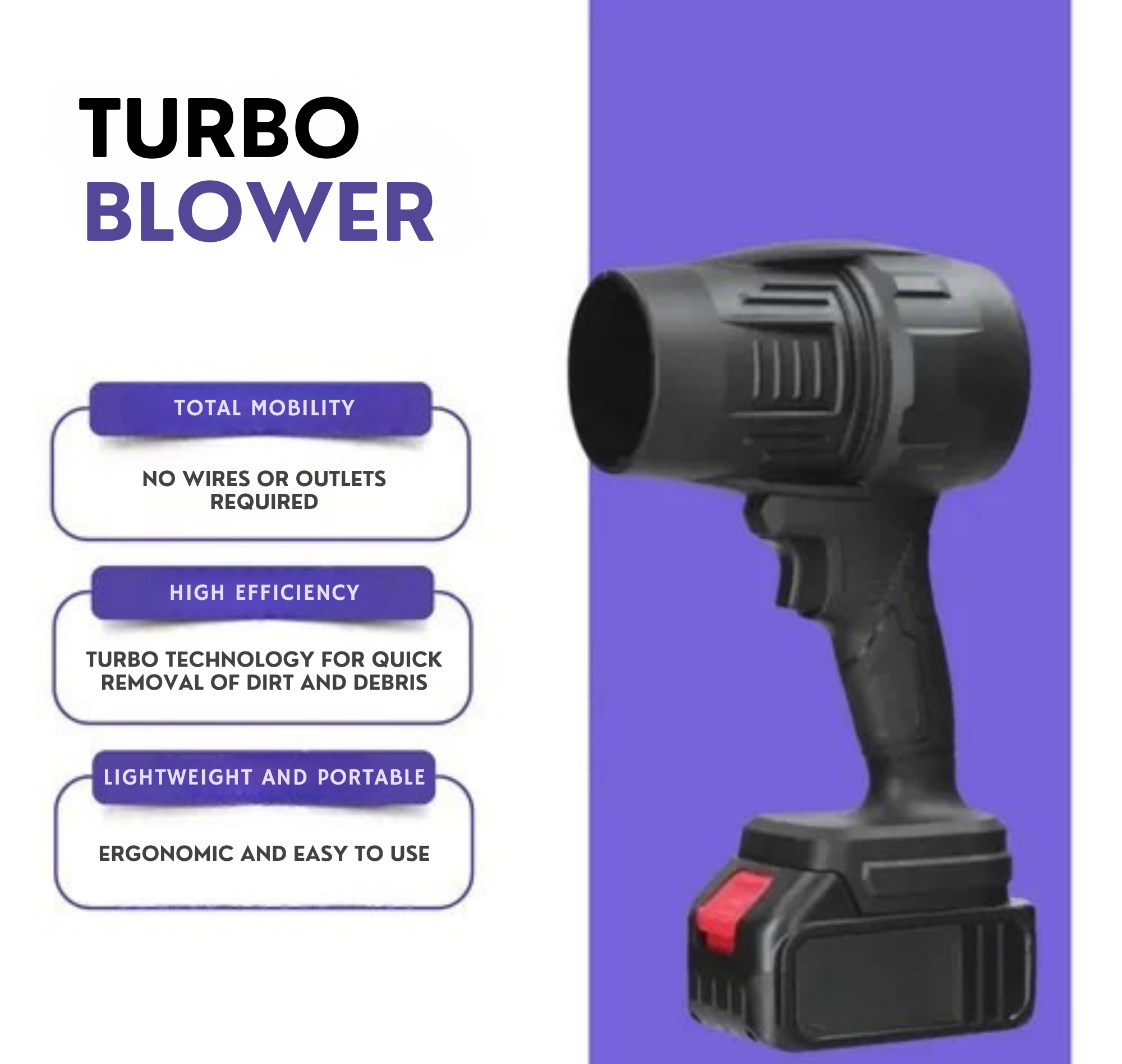 TurboTidy™ / Portable Blower for Fast Cleaning + FREE Extra Battery