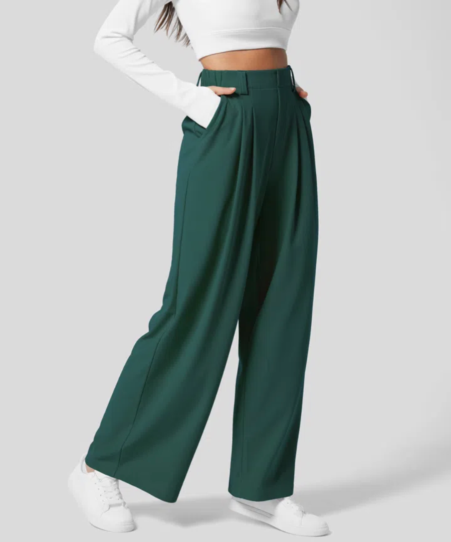 PantsPoise™ / Elegant Elasticated High-Waisted Trousers