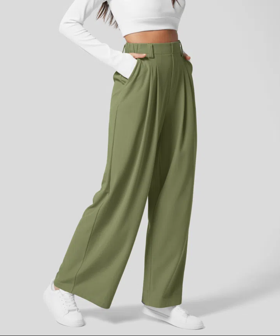 PantsPoise™ / Elegant Elasticated High-Waisted Trousers