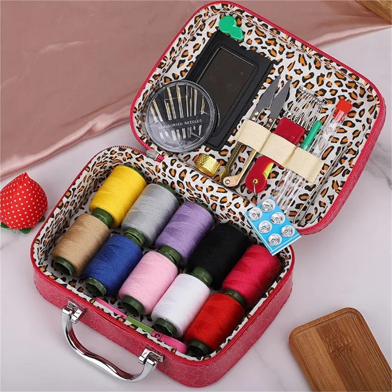 CraftVault Portable Sewing Kit in Faux Leather Case