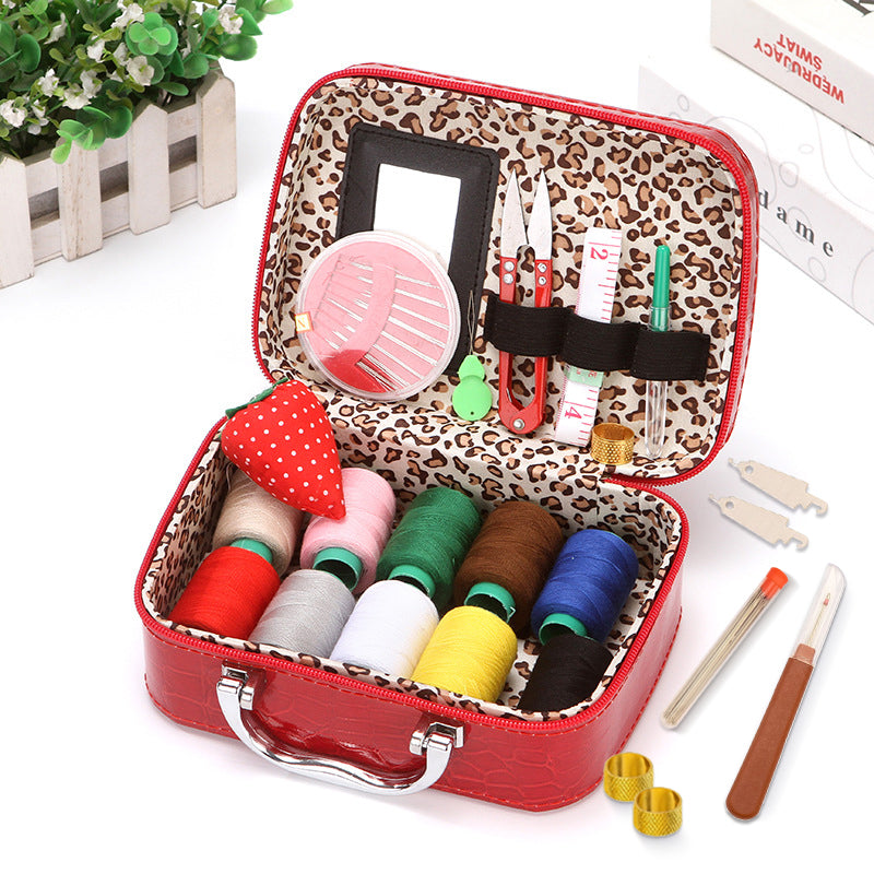 CraftVault Portable Sewing Kit in Faux Leather Case