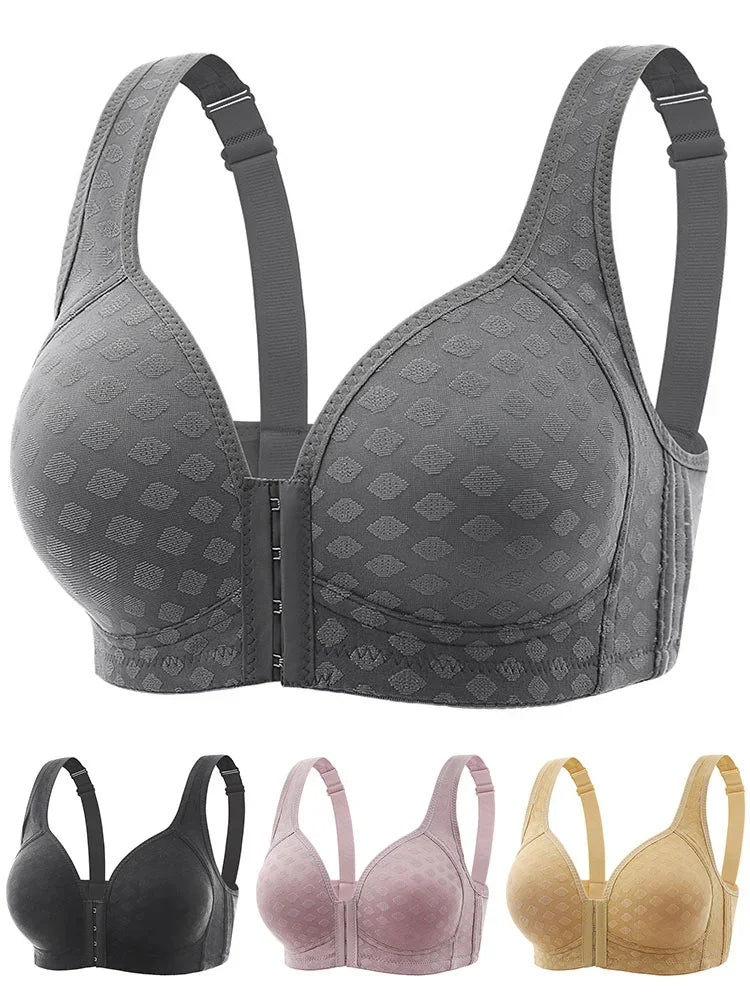 Front Button Anti-Sagging Gathering Bra | Curvelis