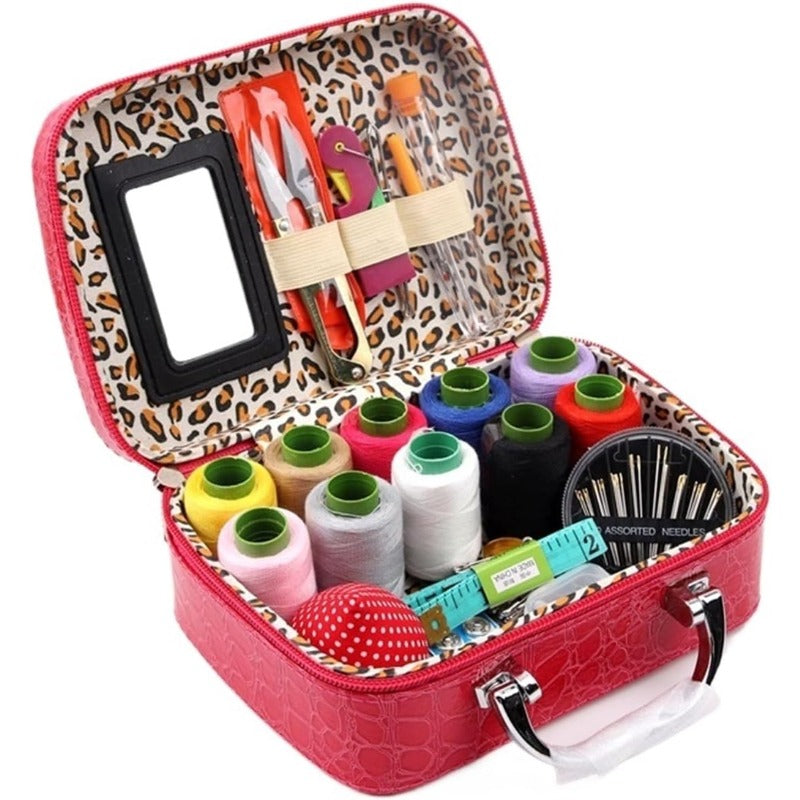 CraftVault Portable Sewing Kit in Faux Leather Case
