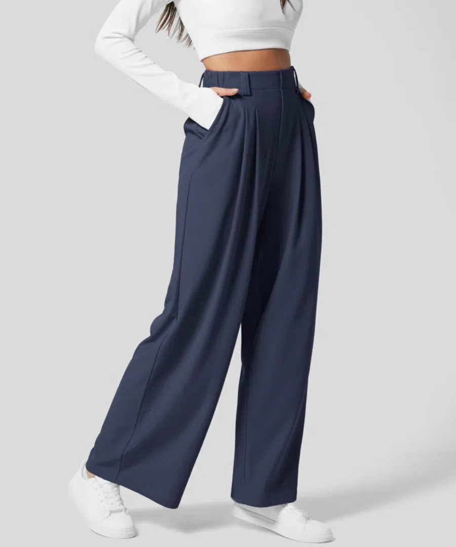 PantsPoise™ / Elegant Elasticated High-Waisted Trousers