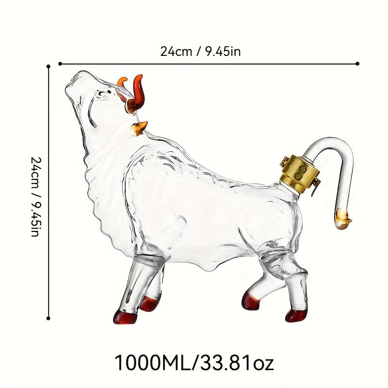 BullBold™ / Bull-Shaped Glass Whiskey Decanter