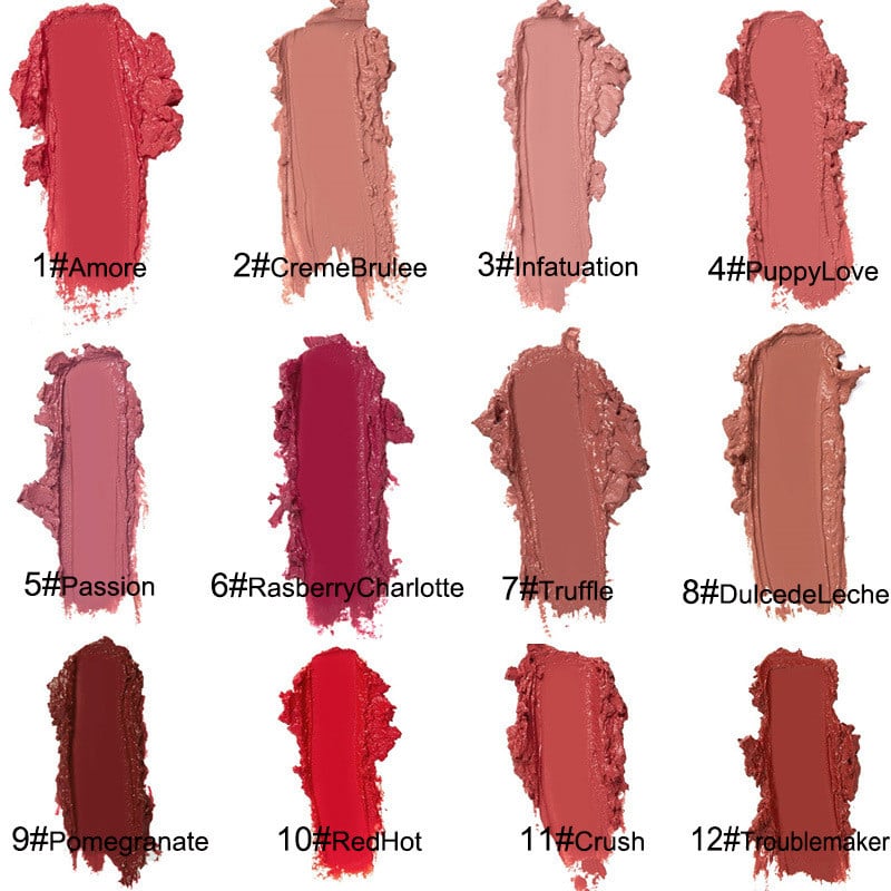 LuxeLips™ / Ultimate 12-Color Cream Lipstick Set - Color that Lasts All Day!