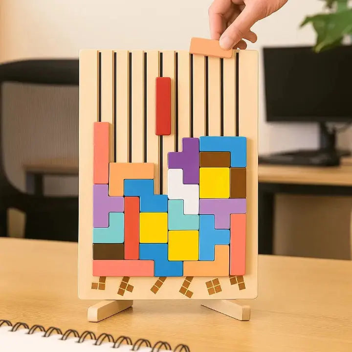 Wooden Tetris Puzzle Board – The Perfect Brain Break for Your Desk