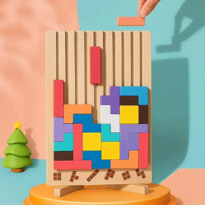 Wooden Tetris Puzzle Board – The Perfect Brain Break for Your Desk