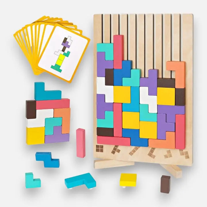 Wooden Tetris Puzzle Board – The Perfect Brain Break for Your Desk