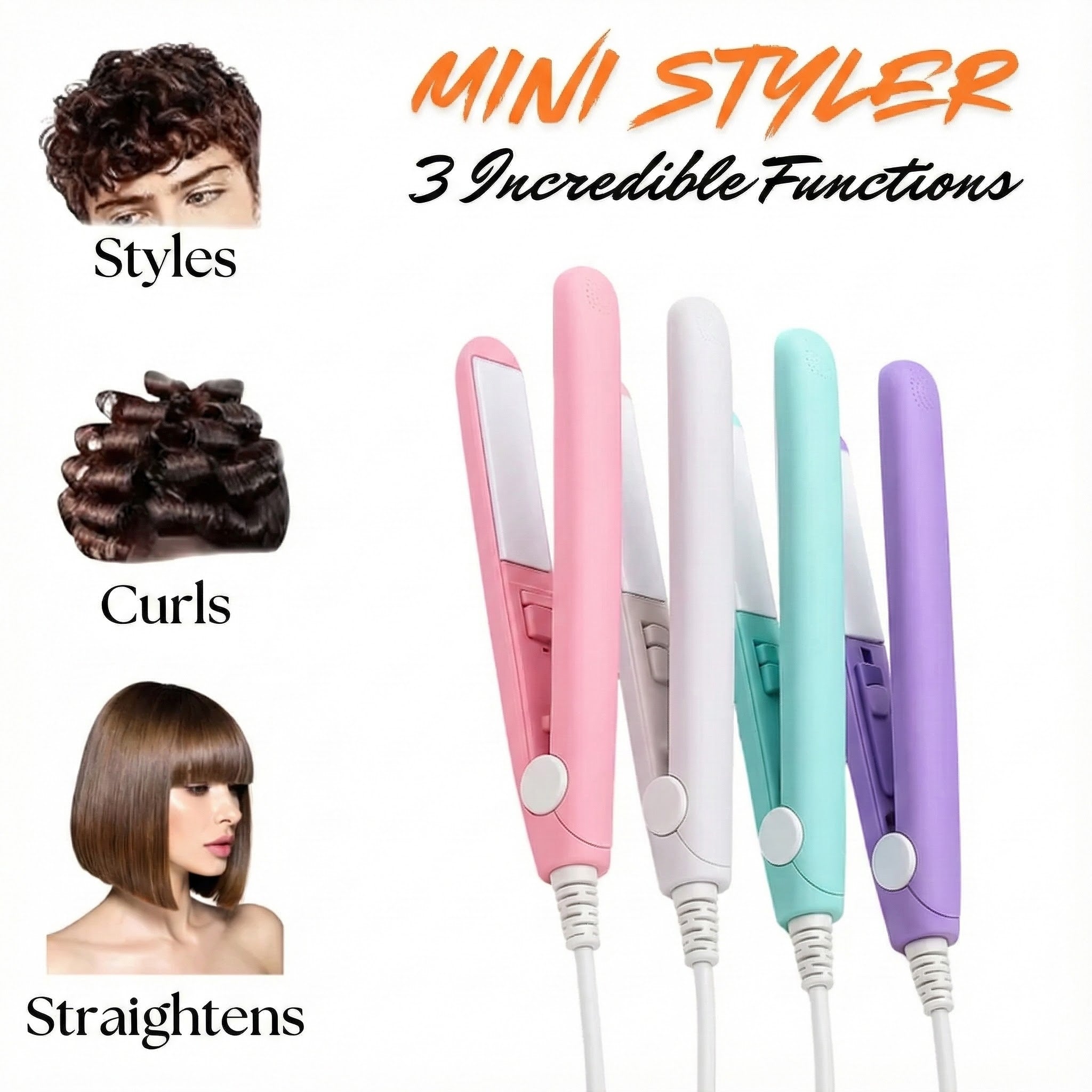 Mini Professional Styler – Portable, Bivolt, Straight & Curl