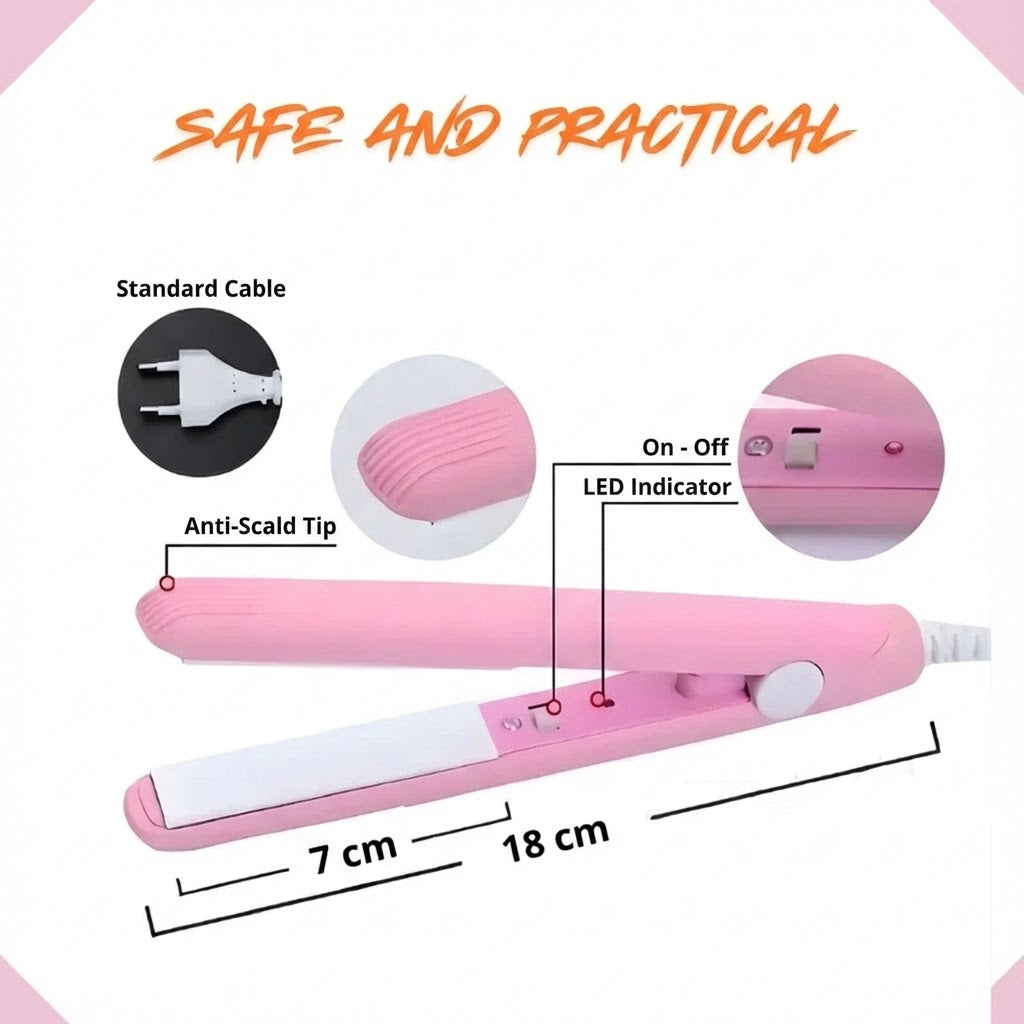 Mini Professional Styler – Portable, Bivolt, Straight & Curl