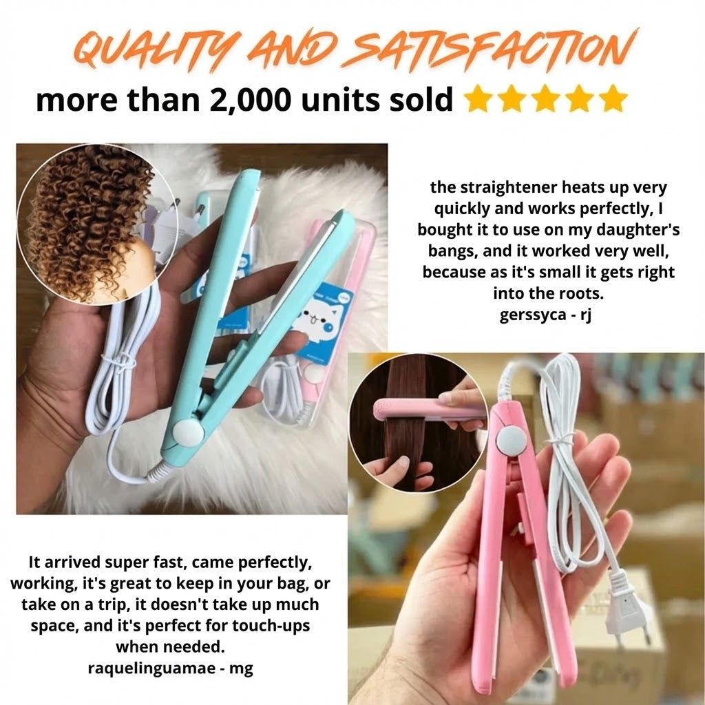 Mini Professional Styler – Portable, Bivolt, Straight & Curl