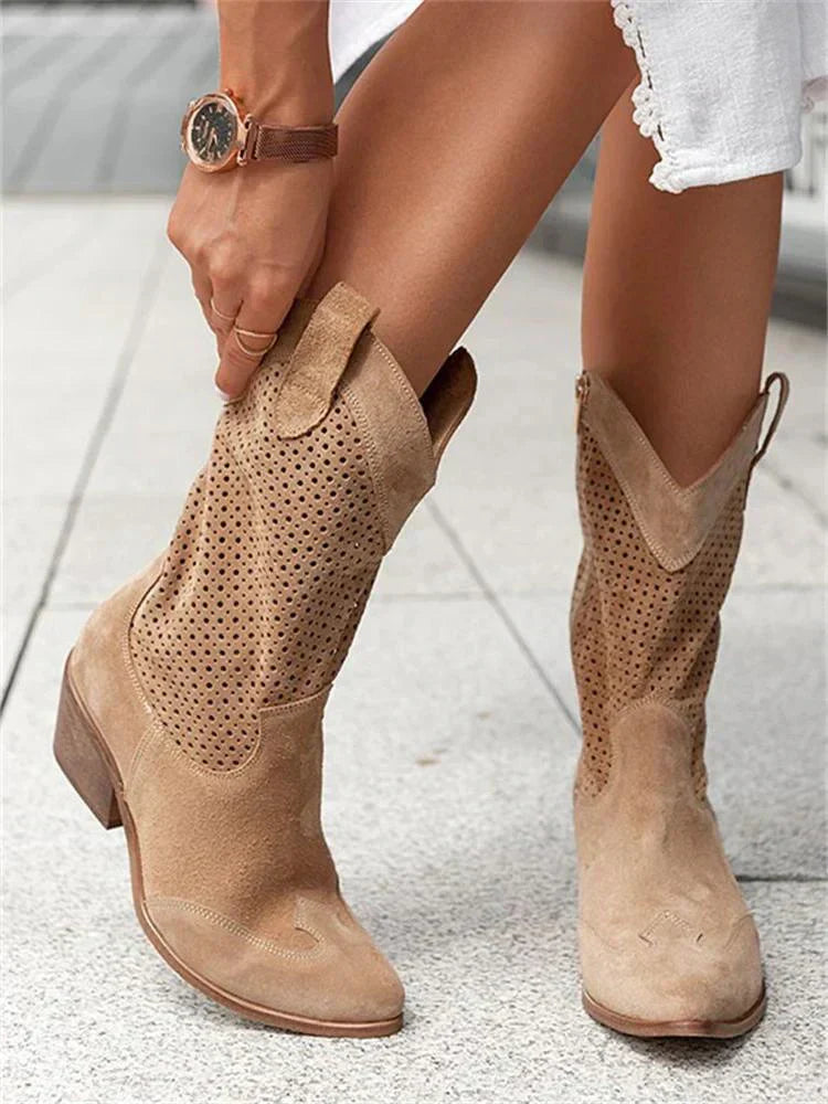 Breathable stylish cowboy boots with zipper