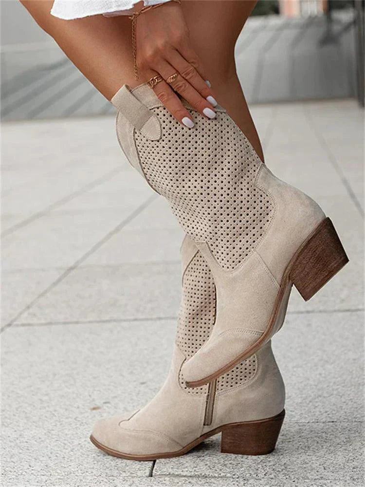 Breathable stylish cowboy boots with zipper