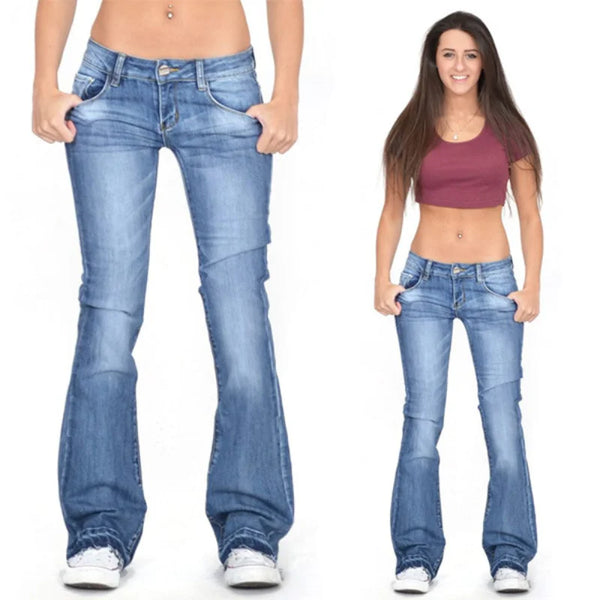 Lovitzo-Mode | Women’s low-rise flared jeans: casual vintage skinny bell-bottom jeans