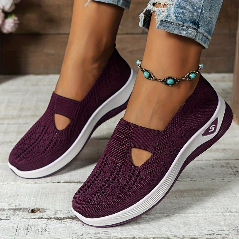 Damen Slip-On Sneaker orthopädisch & ultraleicht | atmungsaktives Strick-Obermaterial, dämpfendes Fußbett | bequem für Alltag & Spaziergänge
