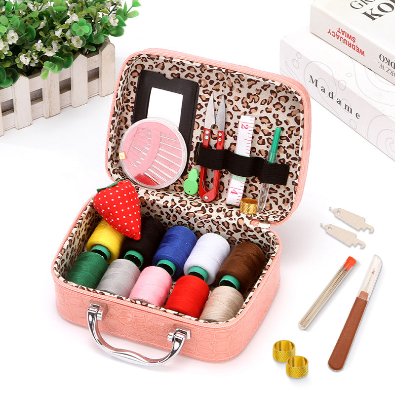 CraftVault Portable Sewing Kit in Faux Leather Case