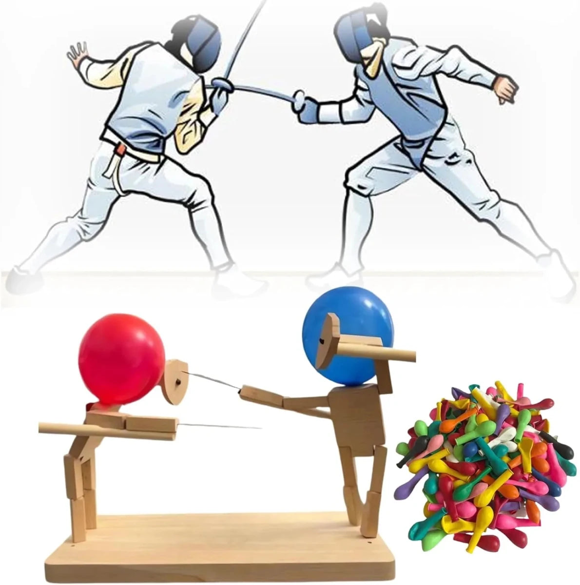 BattlePop - Handmade Balloon Head Wooden Fighter Puppets - Lovitzo