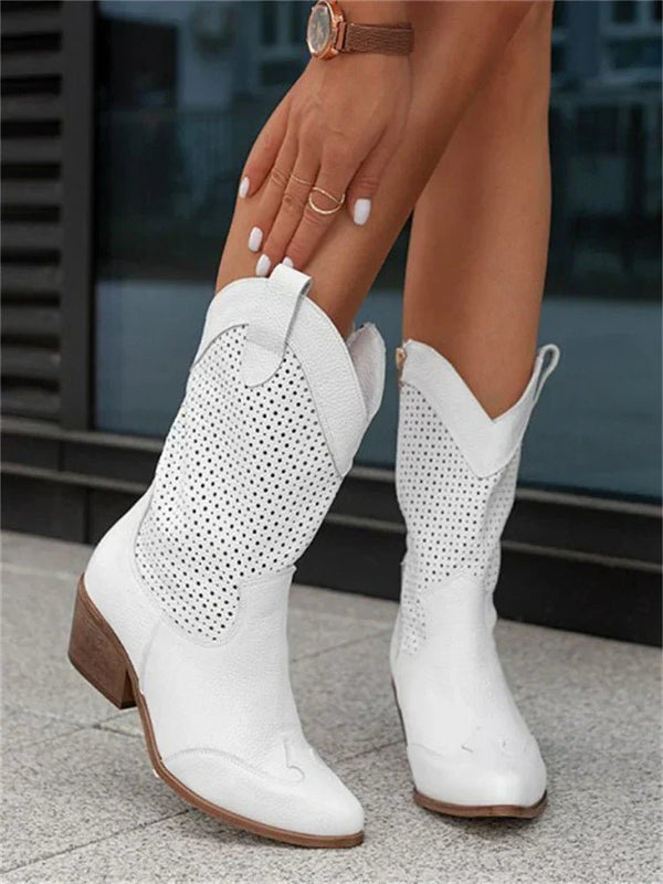Breathable stylish cowboy boots with zipper