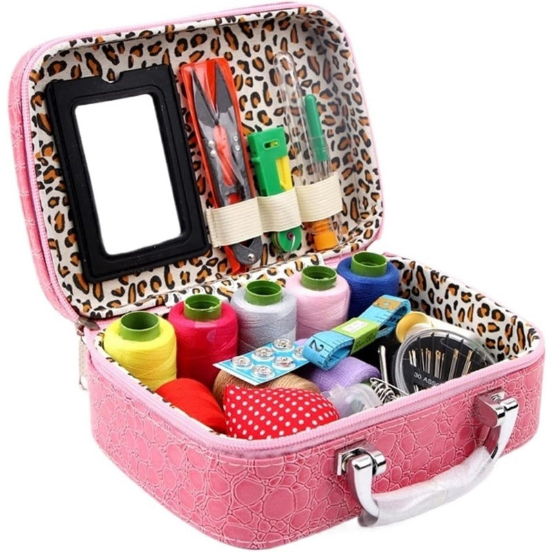 CraftVault Portable Sewing Kit in Faux Leather Case