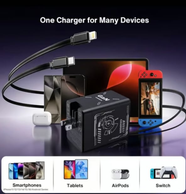 ChargeCharm™ / 2 - in - 1 Retractable Fast Charger - Lovitzo