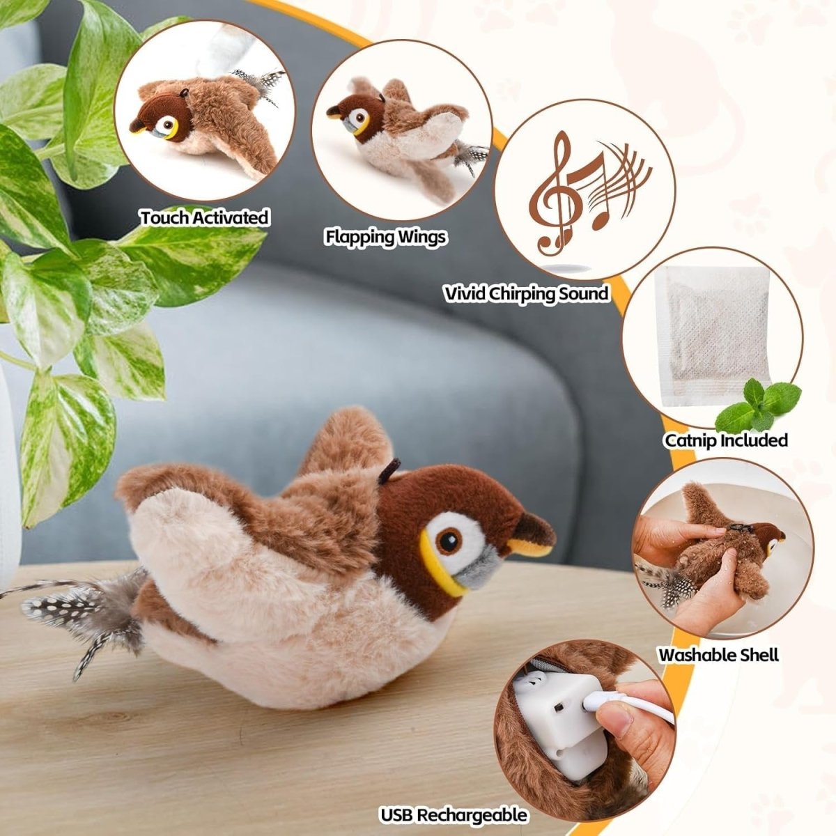 ChirpyBird – Interactive Cat Toy with Realistic Flapping Action - Lovitzo