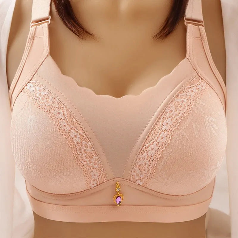 Women's Fashion No Steel Ring Large Size Underwear Thin Bra Comfortable Solid Color Gathered High Quality Bra