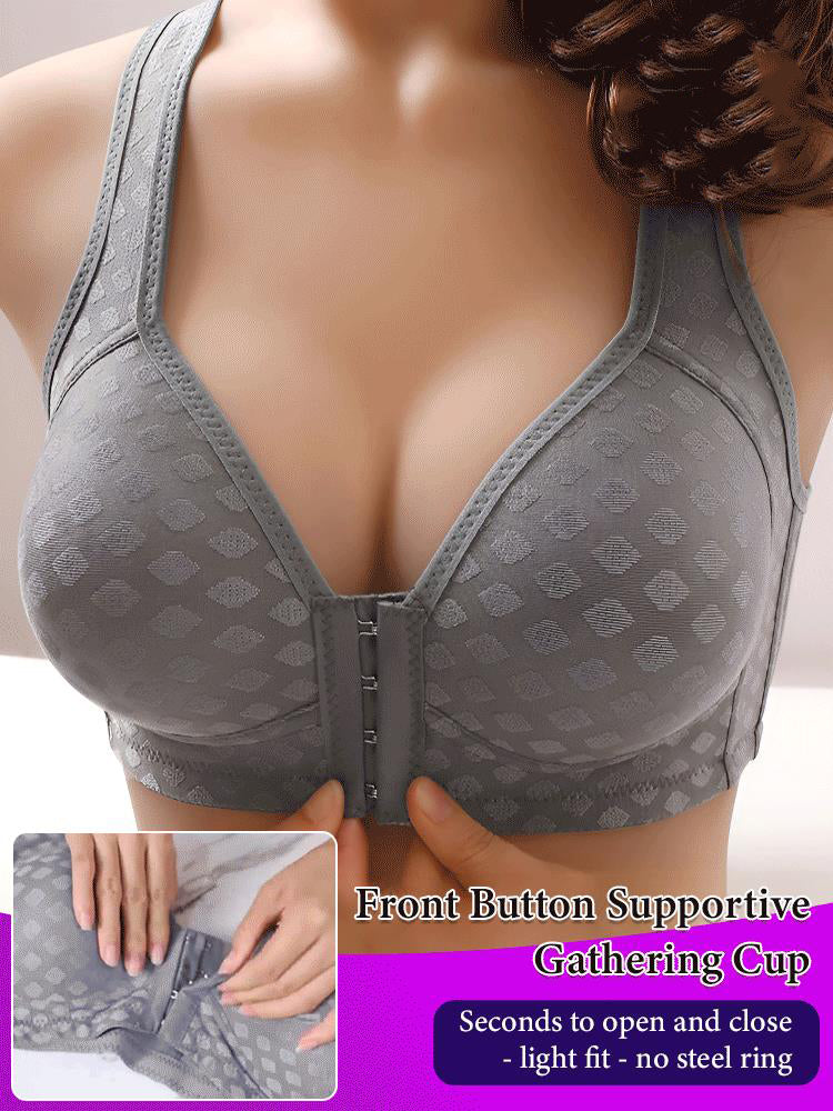 Front Button Anti-Sagging Gathering Bra | Curvelis