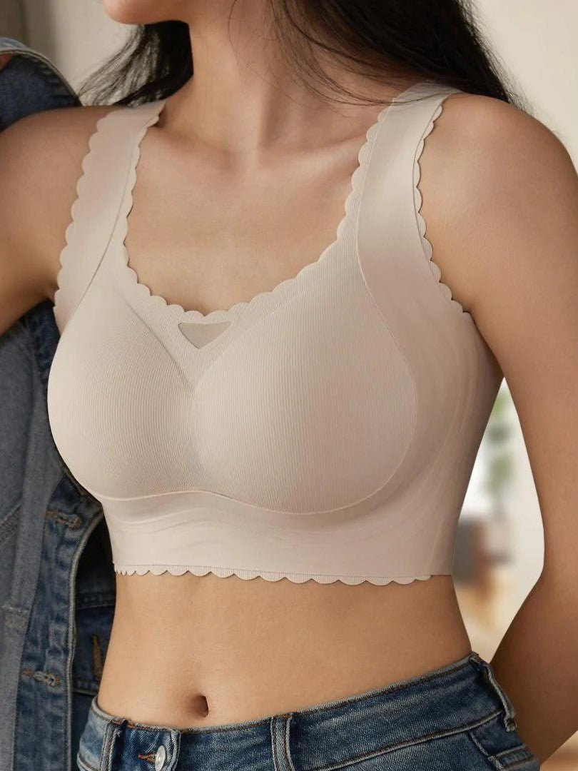 Fan-Shaped Design Natural Lifting Adjustment Plus Size Bra White | Curvique - Lovitzo