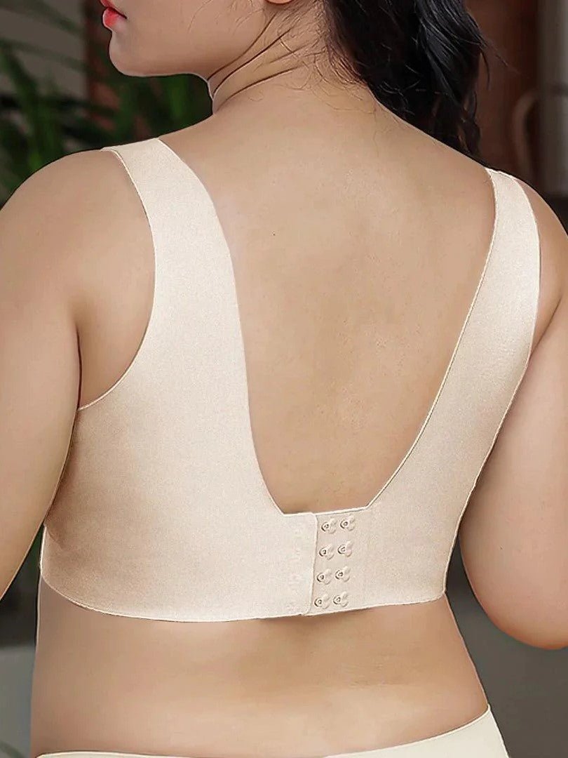 Fan-Shaped Design Natural Lifting Adjustment Plus Size Bra White | Curvique - Lovitzo