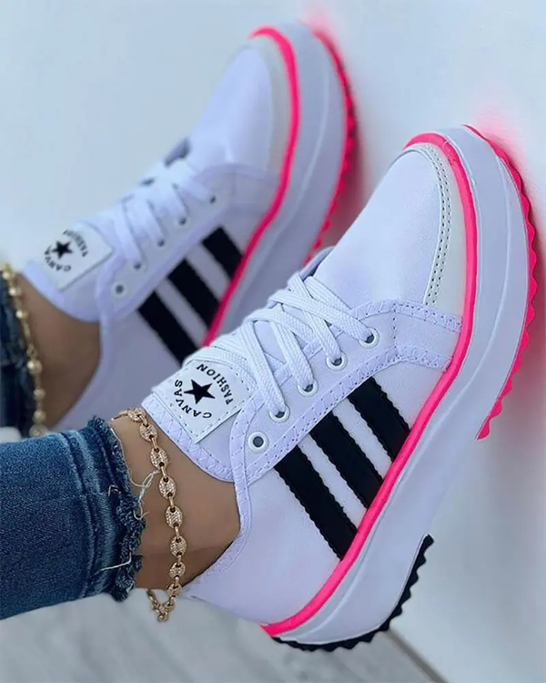 Damen Sneaker aus Canvas | Atmungsaktive Freizeitschuhe mit Gepolsterter Sohle | Bunte Komfort-Sneaker für Alltag & Freizeit