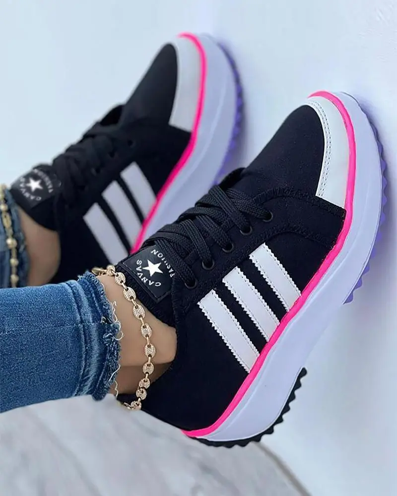 Damen Sneaker aus Canvas | Atmungsaktive Freizeitschuhe mit Gepolsterter Sohle | Bunte Komfort-Sneaker für Alltag & Freizeit