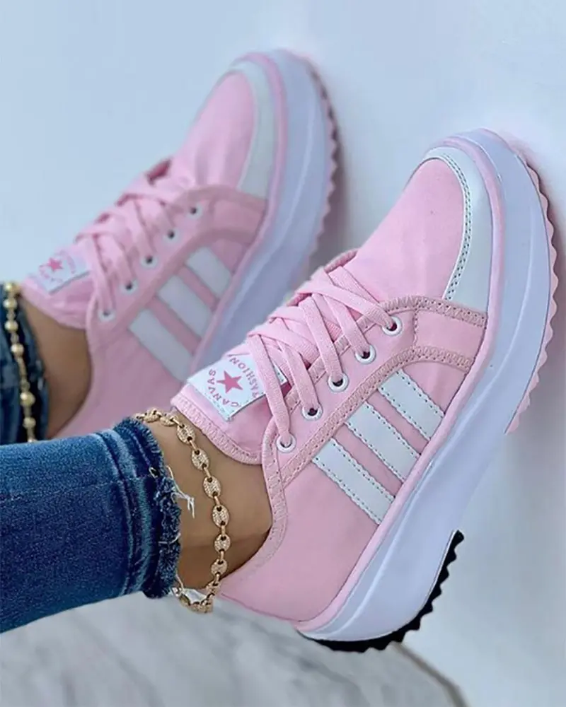 Damen Sneaker aus Canvas | Atmungsaktive Freizeitschuhe mit Gepolsterter Sohle | Bunte Komfort-Sneaker für Alltag & Freizeit