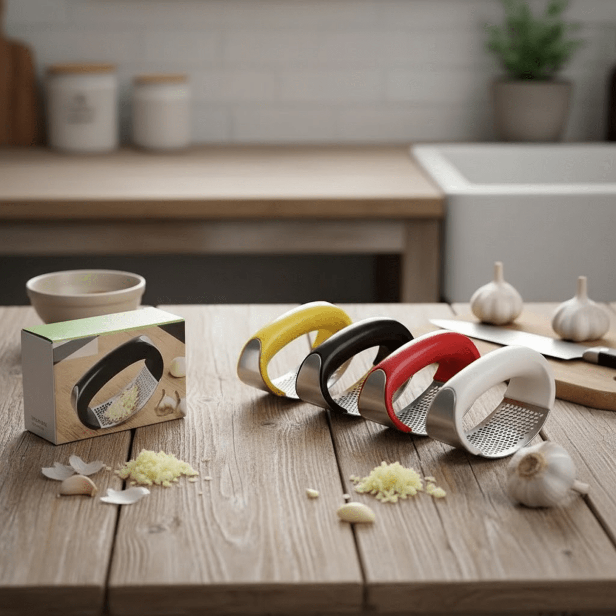 GarlicPro / 6 - Color Garlic Press - Quick, Clean & Comfortable - Lovitzo