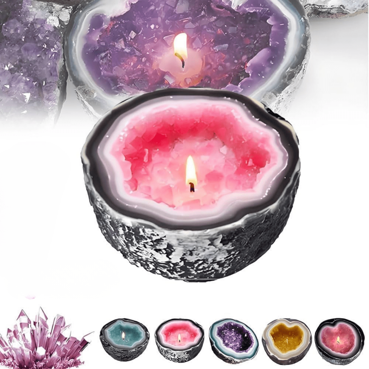 GlowAura - Crystal Scented Candle for Energy Cleansing - Lovitzo