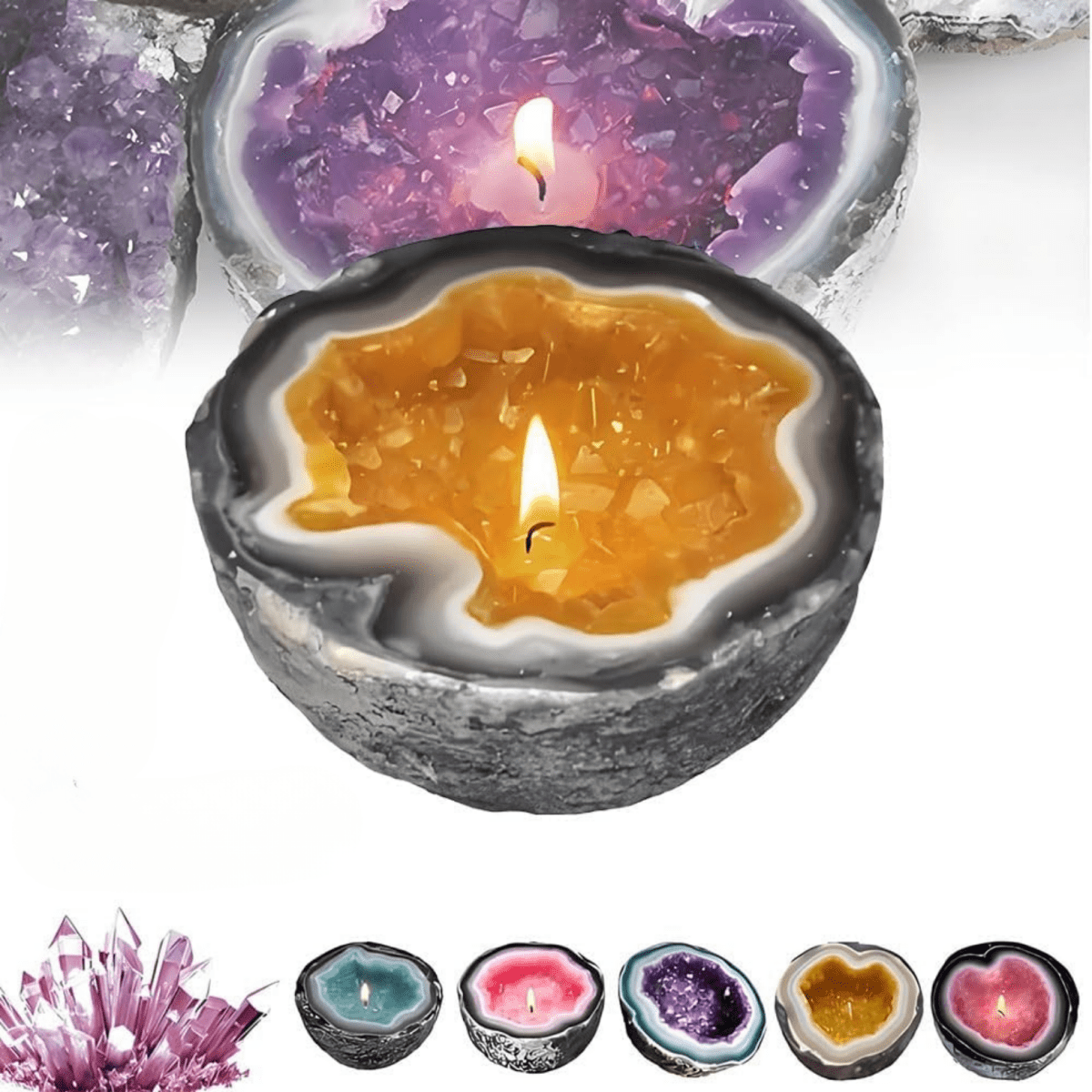 GlowAura - Crystal Scented Candle for Energy Cleansing - Lovitzo