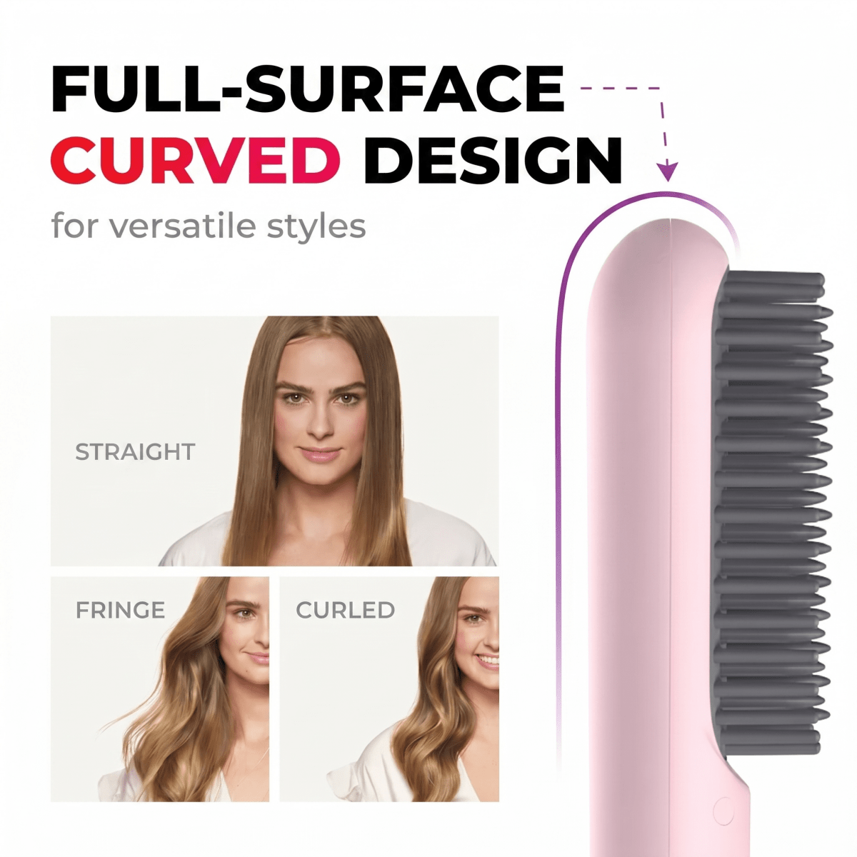 Hair Straightener | Cordless Straightening Brush | Fast Styling & Shiny Hair | Ionelle Styler - Lovitzo