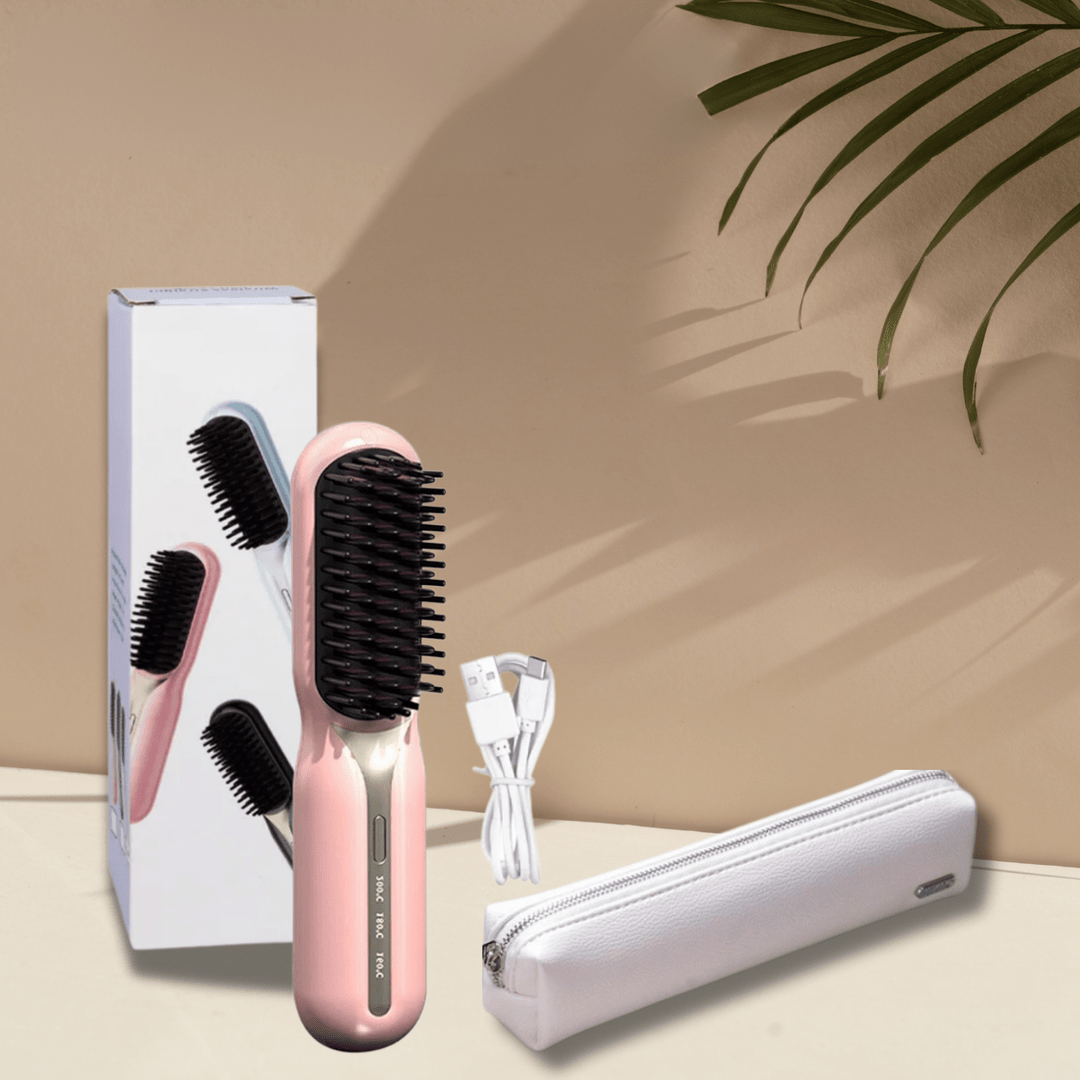 Hair Straightener | Cordless Straightening Brush | Fast Styling & Shiny Hair | Ionelle Styler - Lovitzo