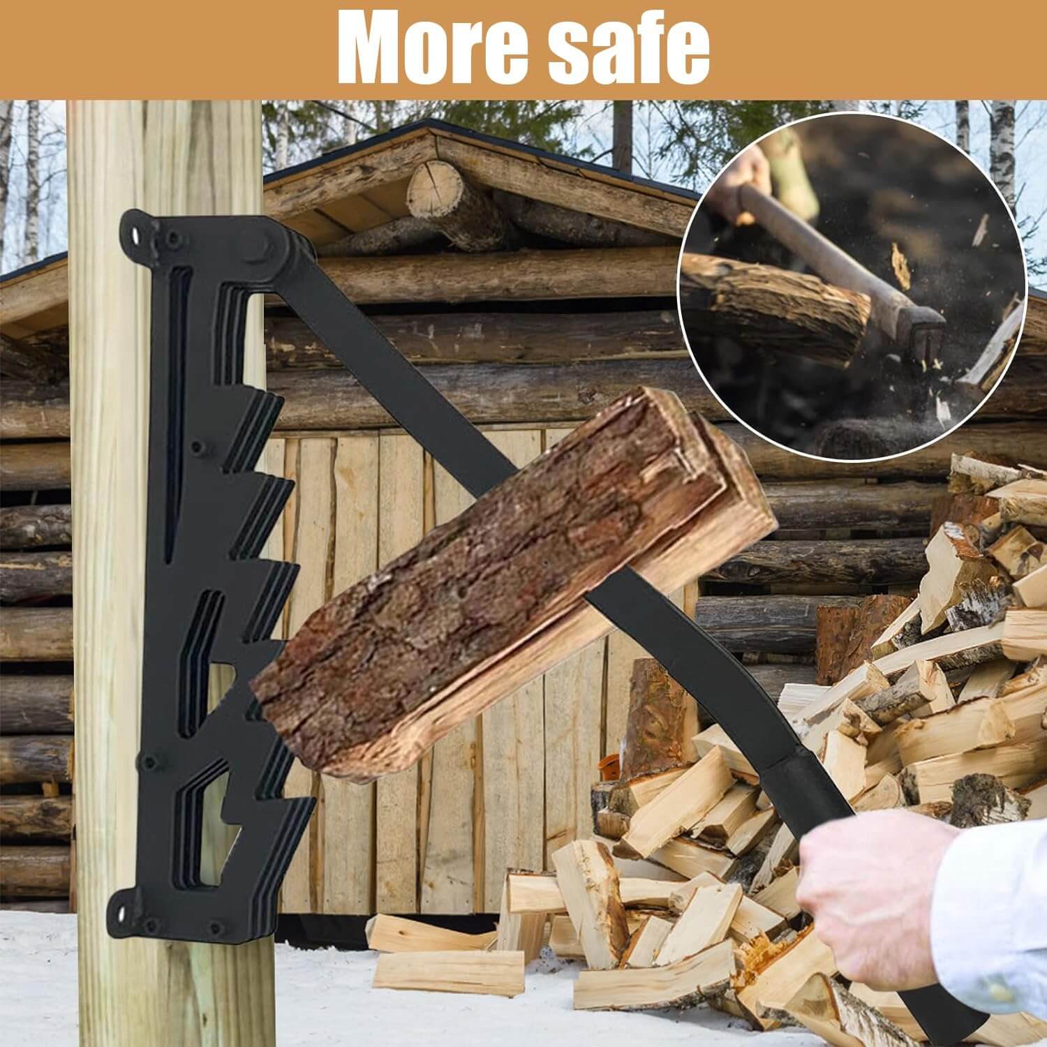 SafeSplit™ Wall Mounted Firewood Kindling Splitter