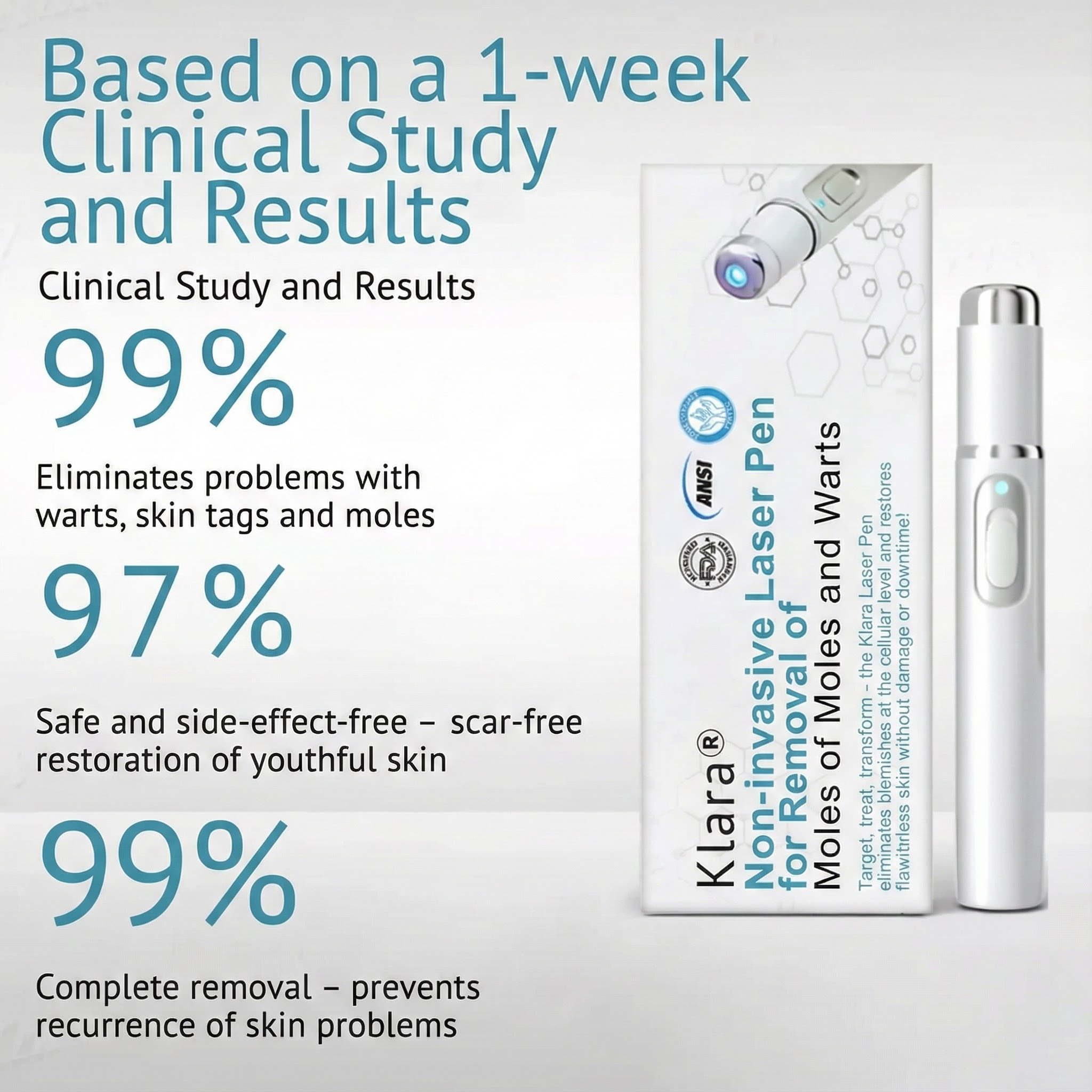 Klara® Pain-Free Laser Pen for Removing Moles and Warts – Promax Edition