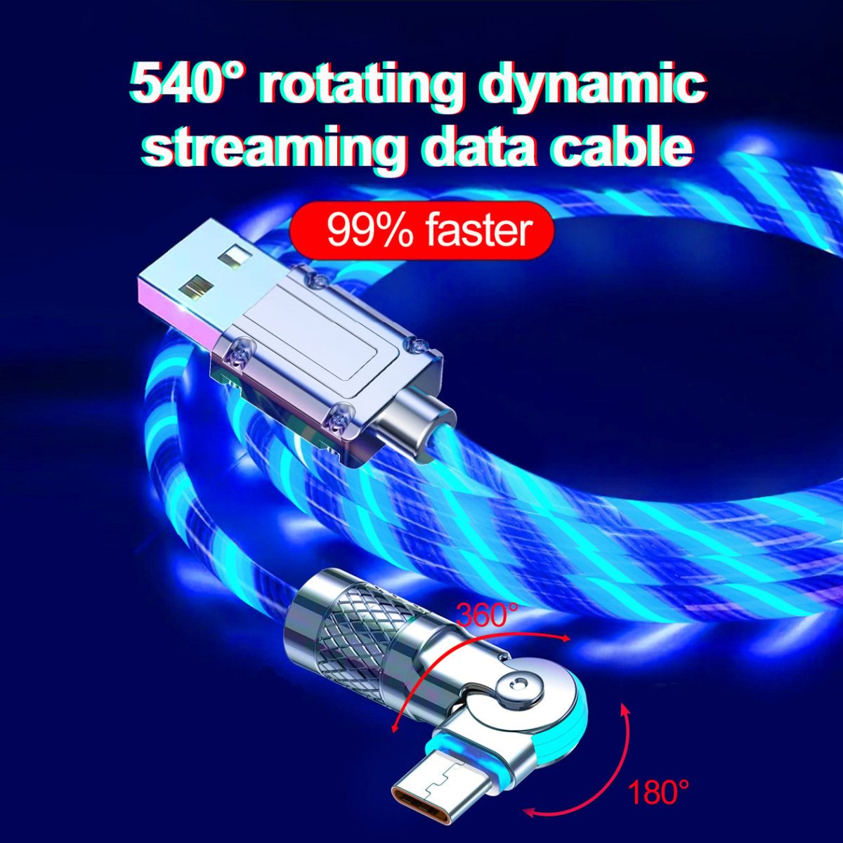 LightLink™ / 540° Rotating Fast Charging Cable with Lights - Lovitzo