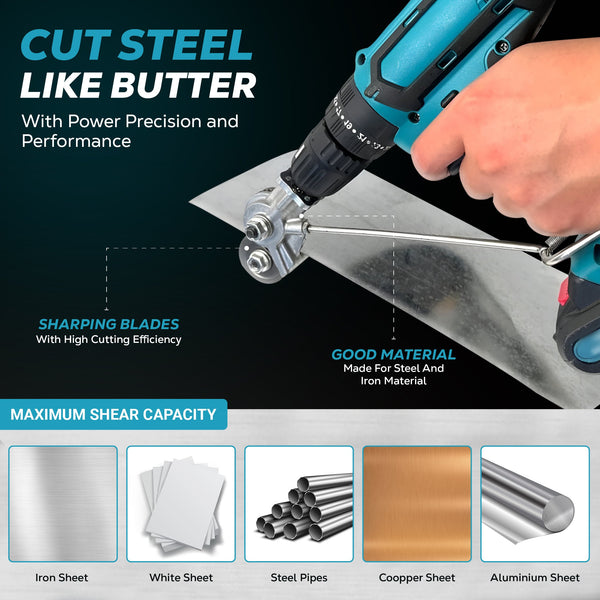 CutCraft™ / Accessoire de découpe métallique pour perceuse électrique