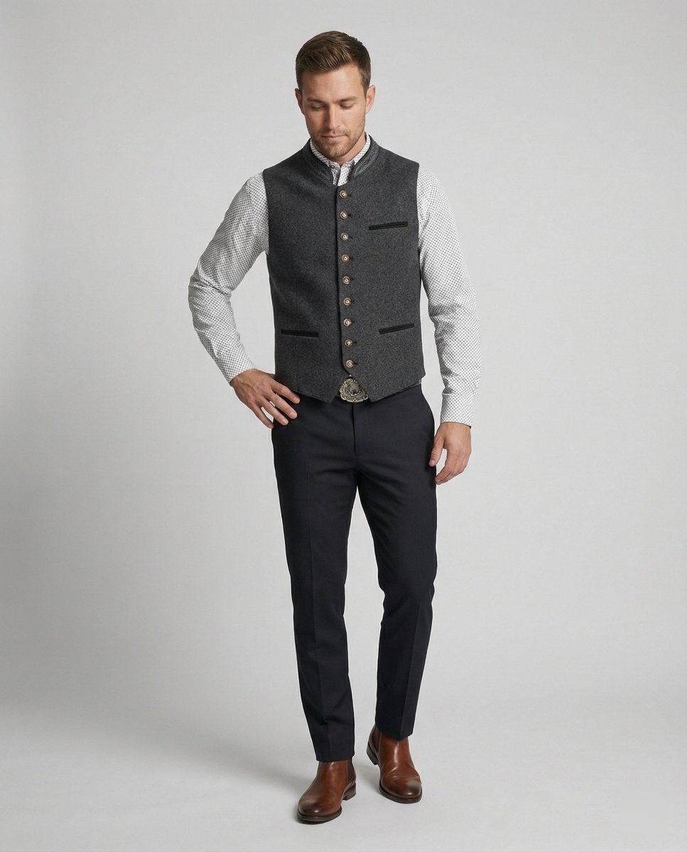 Lovitzo - Mode - Elegant Men’s Traditional Waistcoat Grey Classic Style - Lovitzo