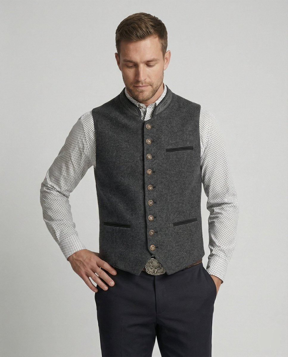 Lovitzo - Mode - Elegant Men’s Traditional Waistcoat Grey Classic Style - Lovitzo