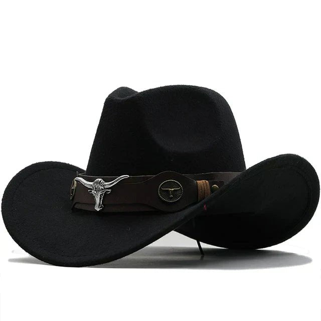Lovitzo - Mode - Western - style felt hat with bull buckle strap - Lovitzo
