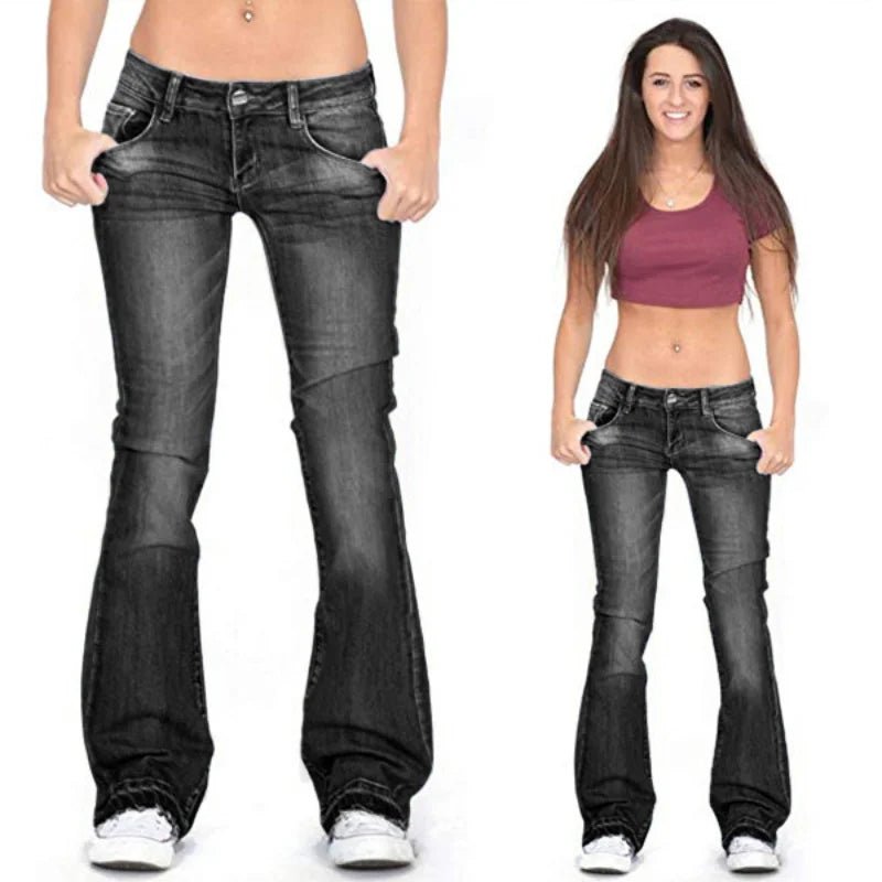 Lovitzo - Mode | Women’s low - rise flared jeans: casual vintage skinny bell - bottom jeans - Lovitzo