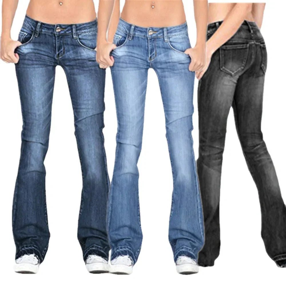 Lovitzo - Mode | Women’s low - rise flared jeans: casual vintage skinny bell - bottom jeans - Lovitzo